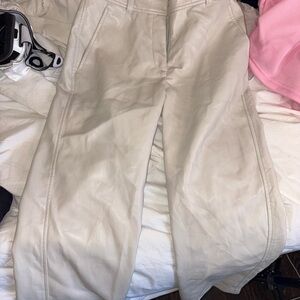 Cream Leather Babaton Pants